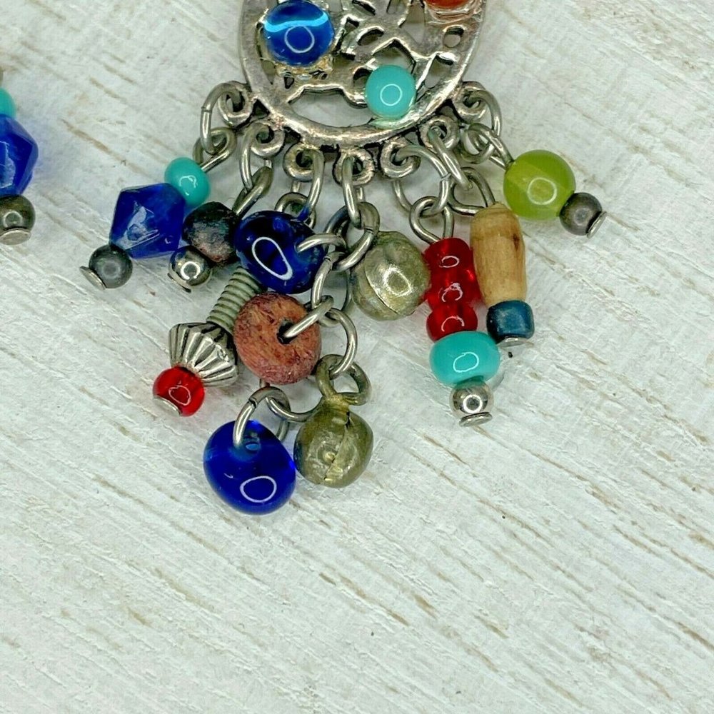 Womens Silver Tone Multicolor Stone Dangle Earring - image 6